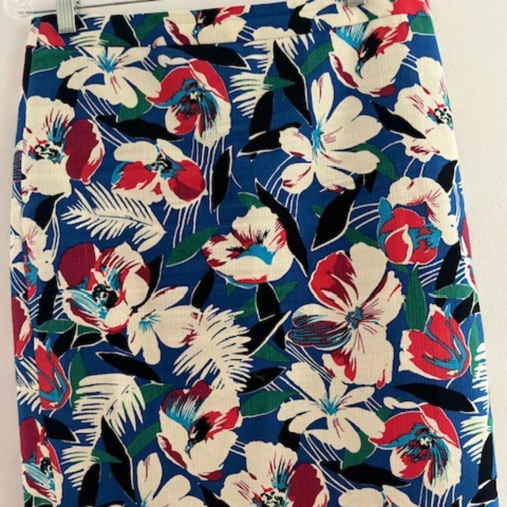 J. Crew Floral Pencil Skirt - Blue and Red - Picture 2 of 15
